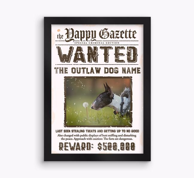 Wanted: Personalised {breedFullName} Photo Upload Framed Print